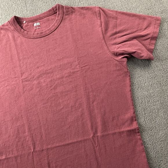 Uniqlo Shirt Adult Large Red Short Sleeve Plain Tee Casual Active Athleisure Men - Picture 4 of 14